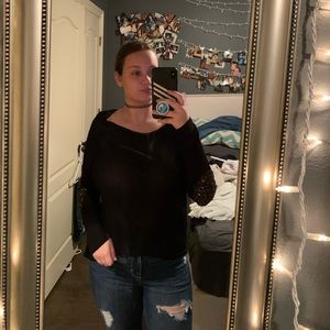 Sequin Elbow Patch Top